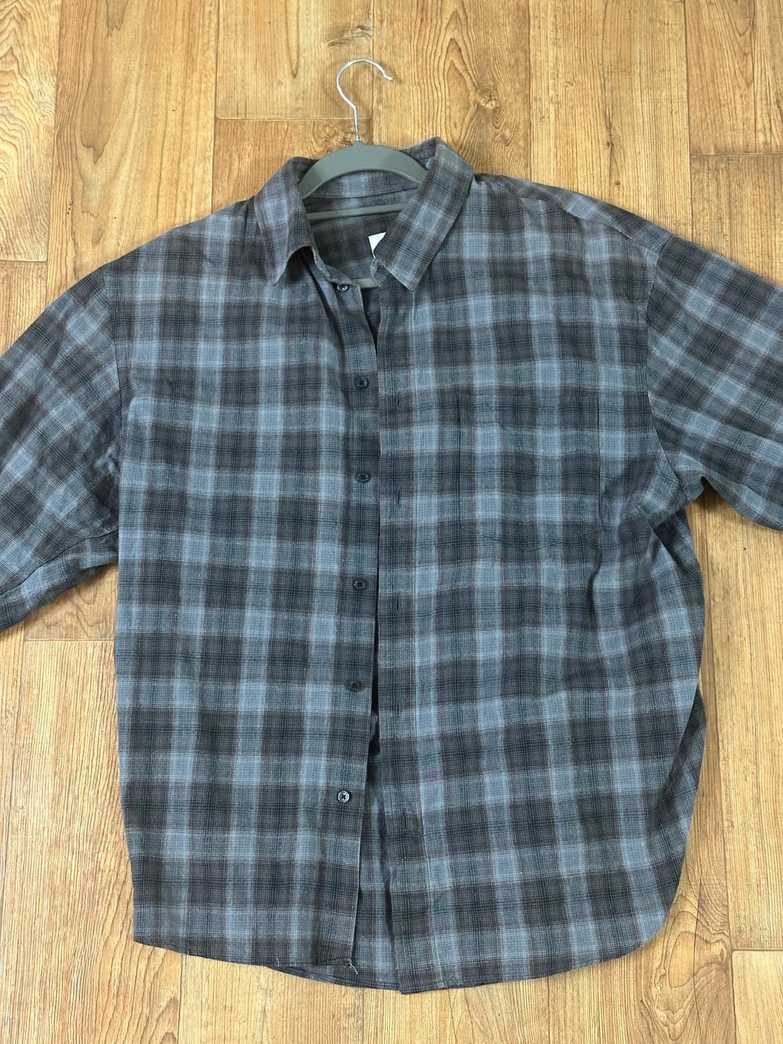 perenn 퍼렌 relaxed shirts_check gray 상품이미지1