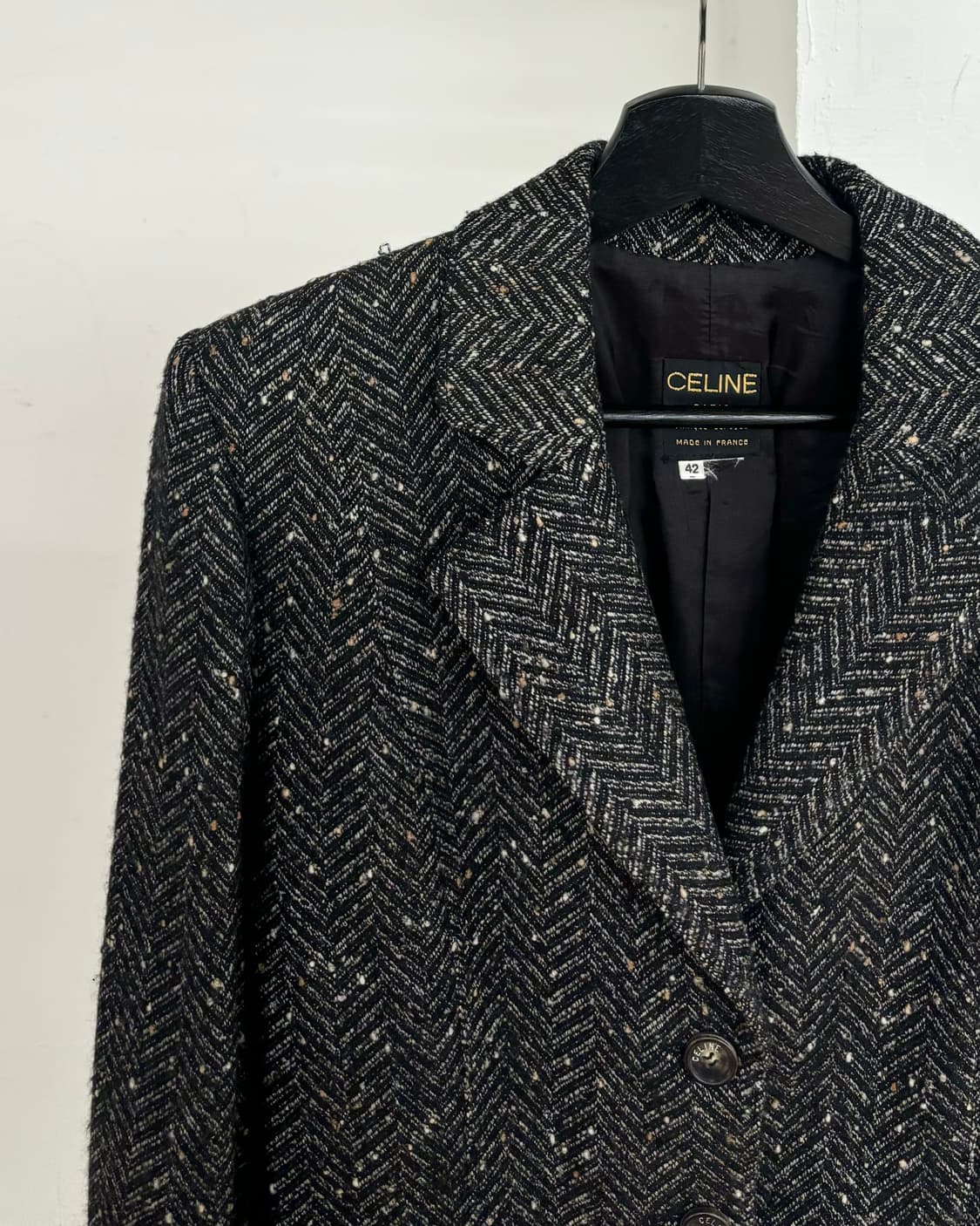 셀린느 블랙 헤링본 트위드 블레이저 자켓 상품이미지3