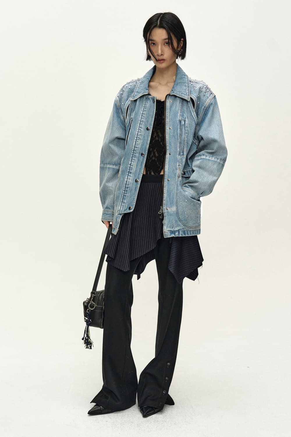 JEWELED DENIM WORK JACKET (BLUE) 상품이미지2