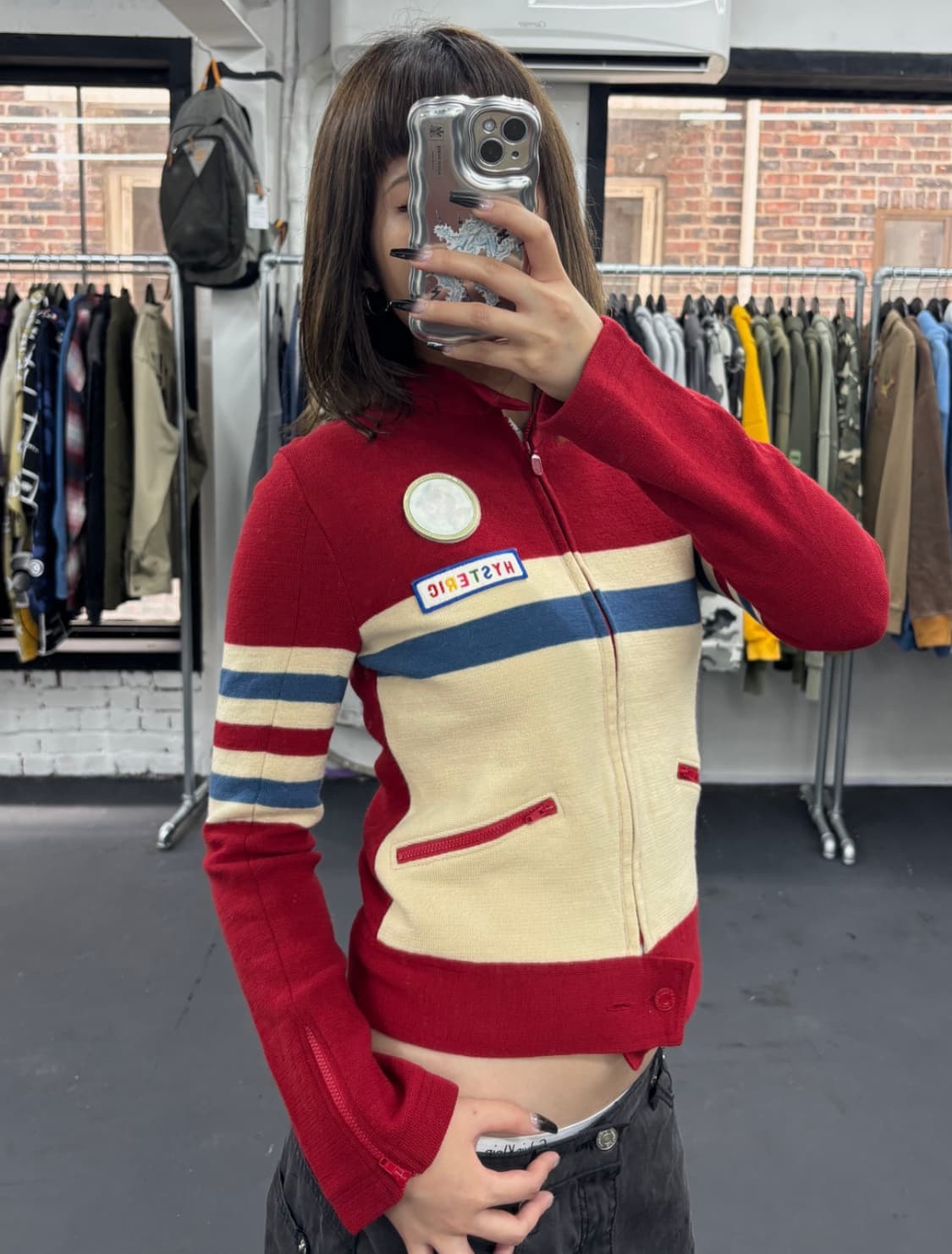 히스테릭 글래머 넥버튼 니트집업 상품이미지1