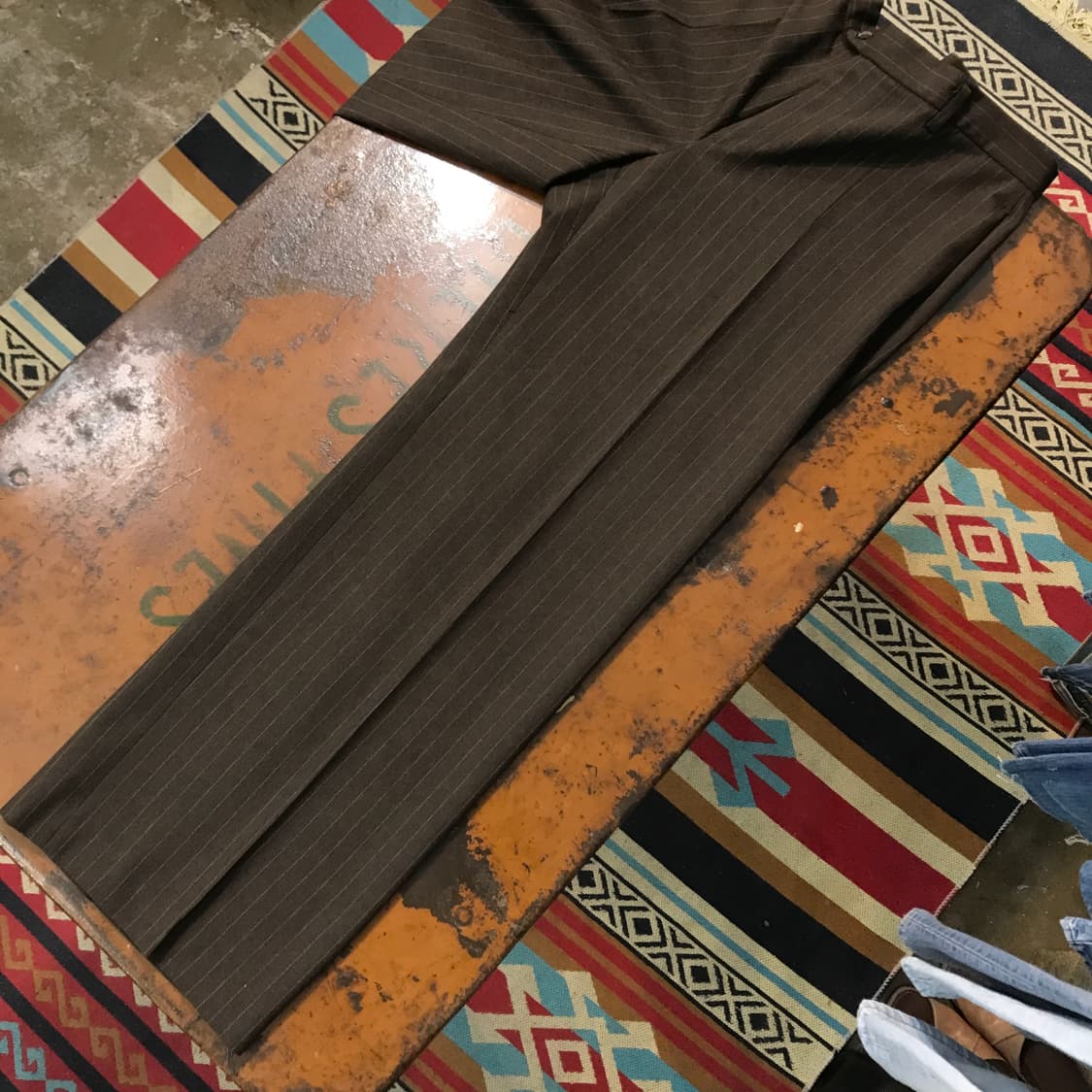 빈티지 브라운 스트라이프 울 트라우저 슬랙스 허리 31 32  상품이미지3