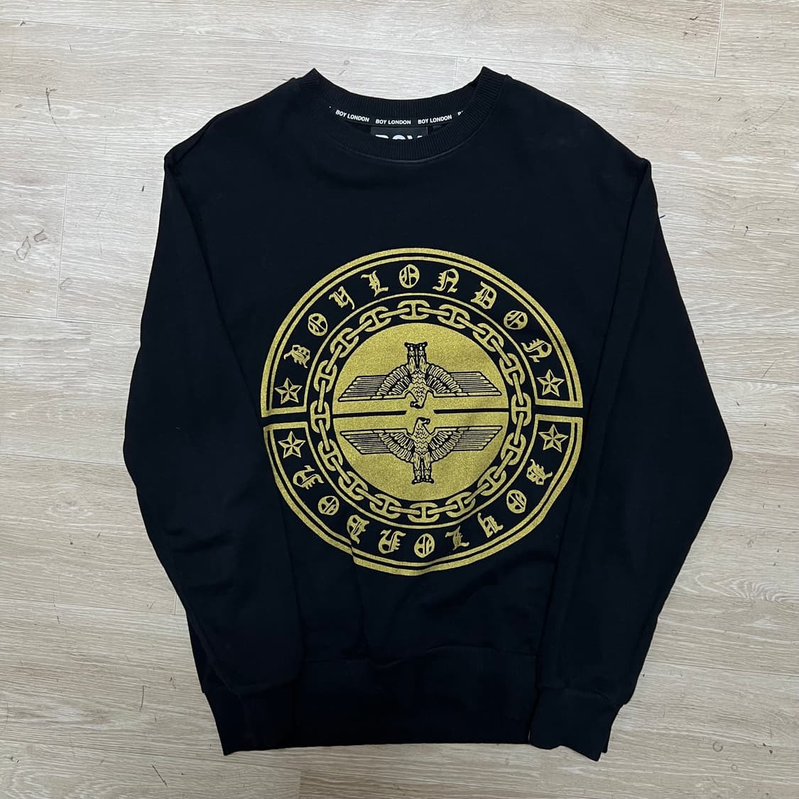 보이런던 골드 서클 빅로고 프린팅 맨투맨 티셔츠 [블랙] S/90 상품이미지1