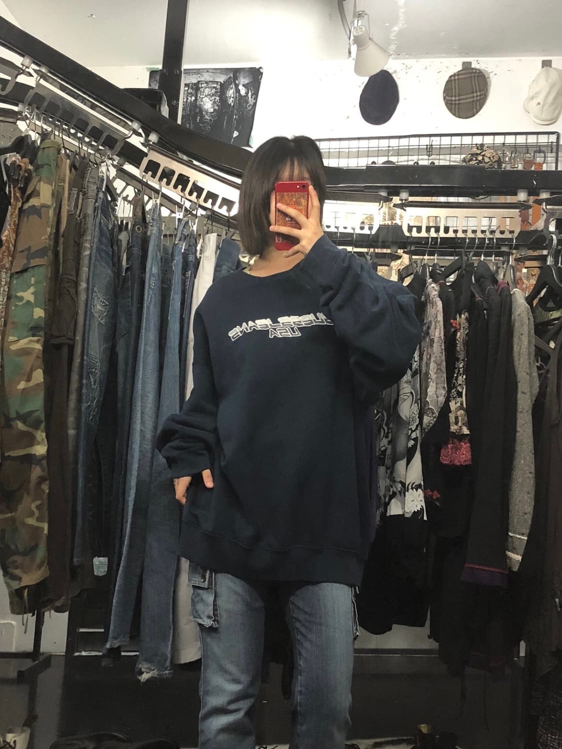 Guess 배색 프린팅 포인트 맨투맨 상품이미지1