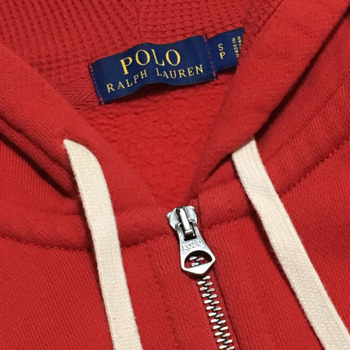 폴로 레드 버건디 기모 와플 후드집업 상품이미지3