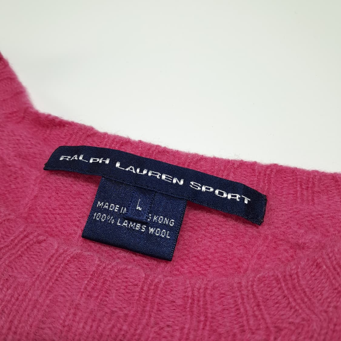 CL492 L 폴로 90s 홍콩판 램스울 케이블 핫핑크 니트 스웨터 상품이미지3