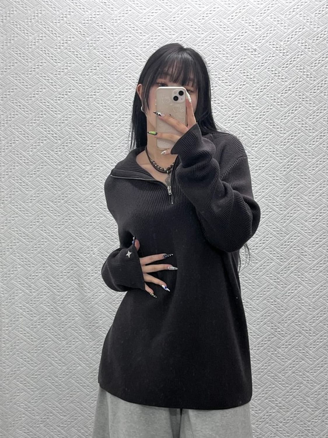 스톤아일랜드 캐주얼 모던시크 반집업 울 니트 XL C08733 상품이미지1