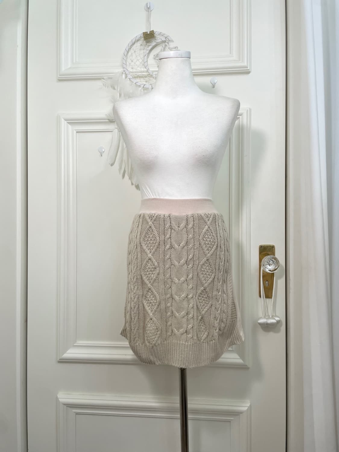 pink ivory twist knit mini skirt(size-M) 상품이미지1
