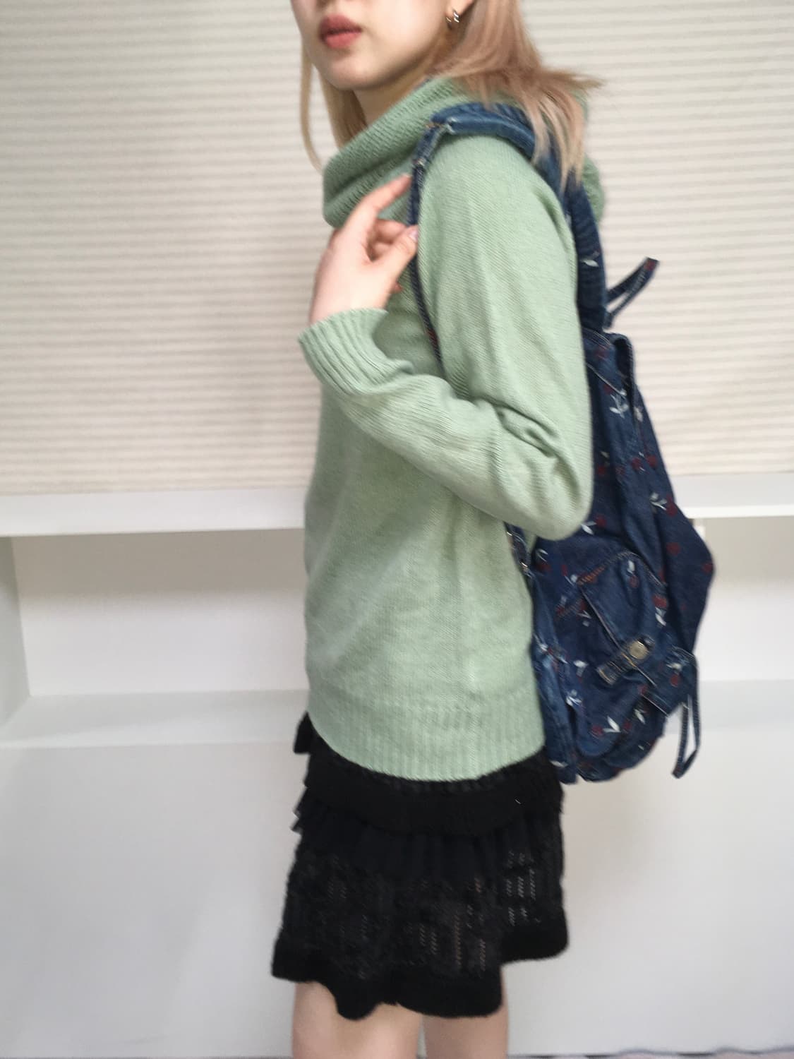 jpn vintage mint button stripe hood knit 상품이미지4