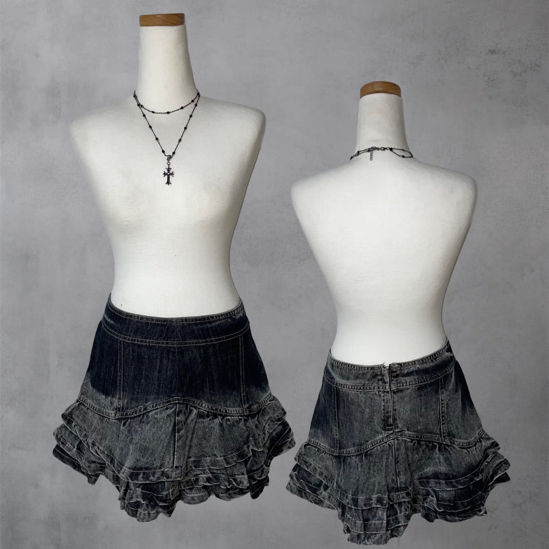 Black denim cancan skirt 상품이미지4