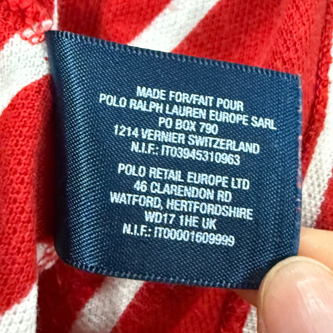 폴로 랄프로렌 레드 네이비 스트라이프 단가라 빅포니 카라 반팔 티 상품이미지5