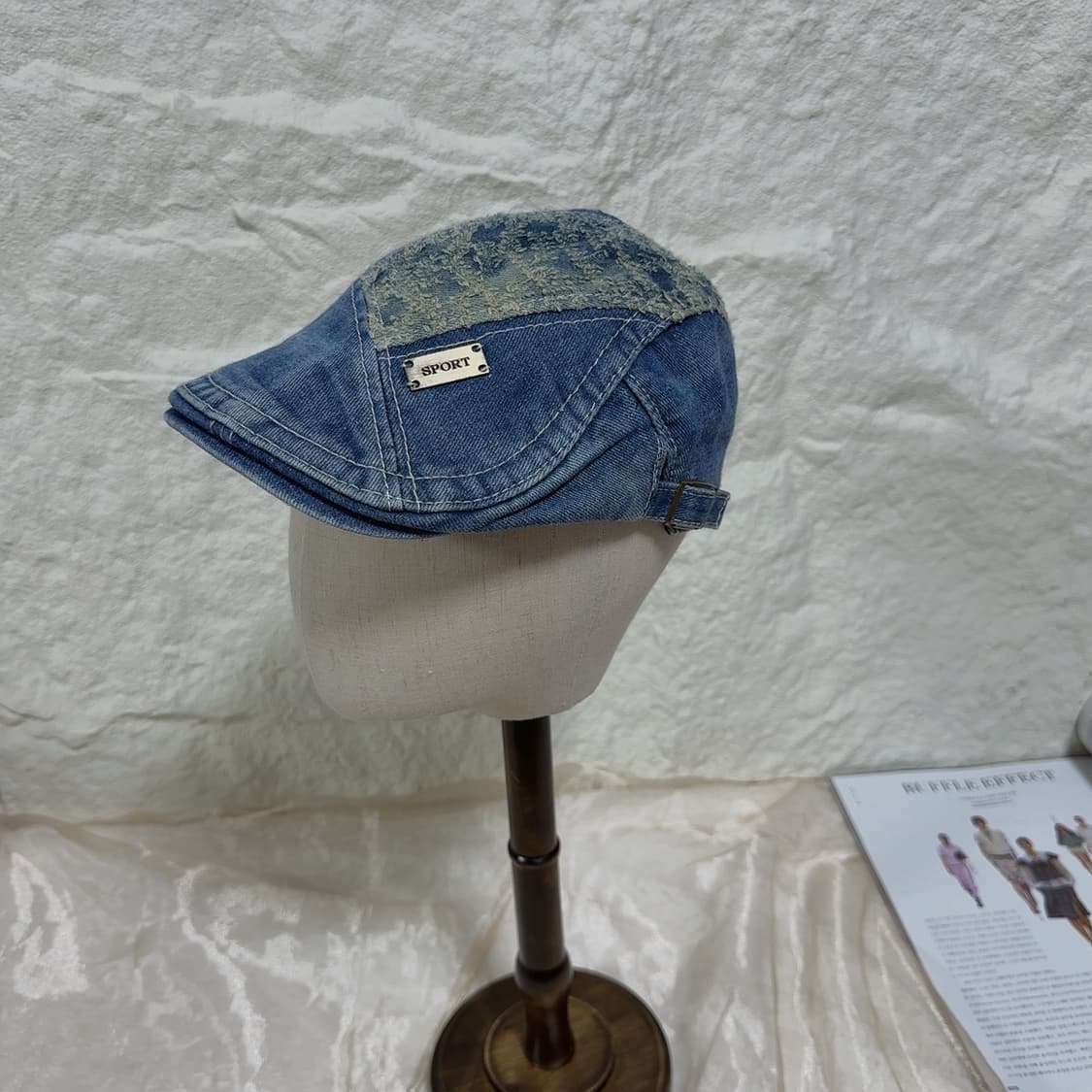 빈티지 워싱 블루 데님 헌팅캡 상품이미지2