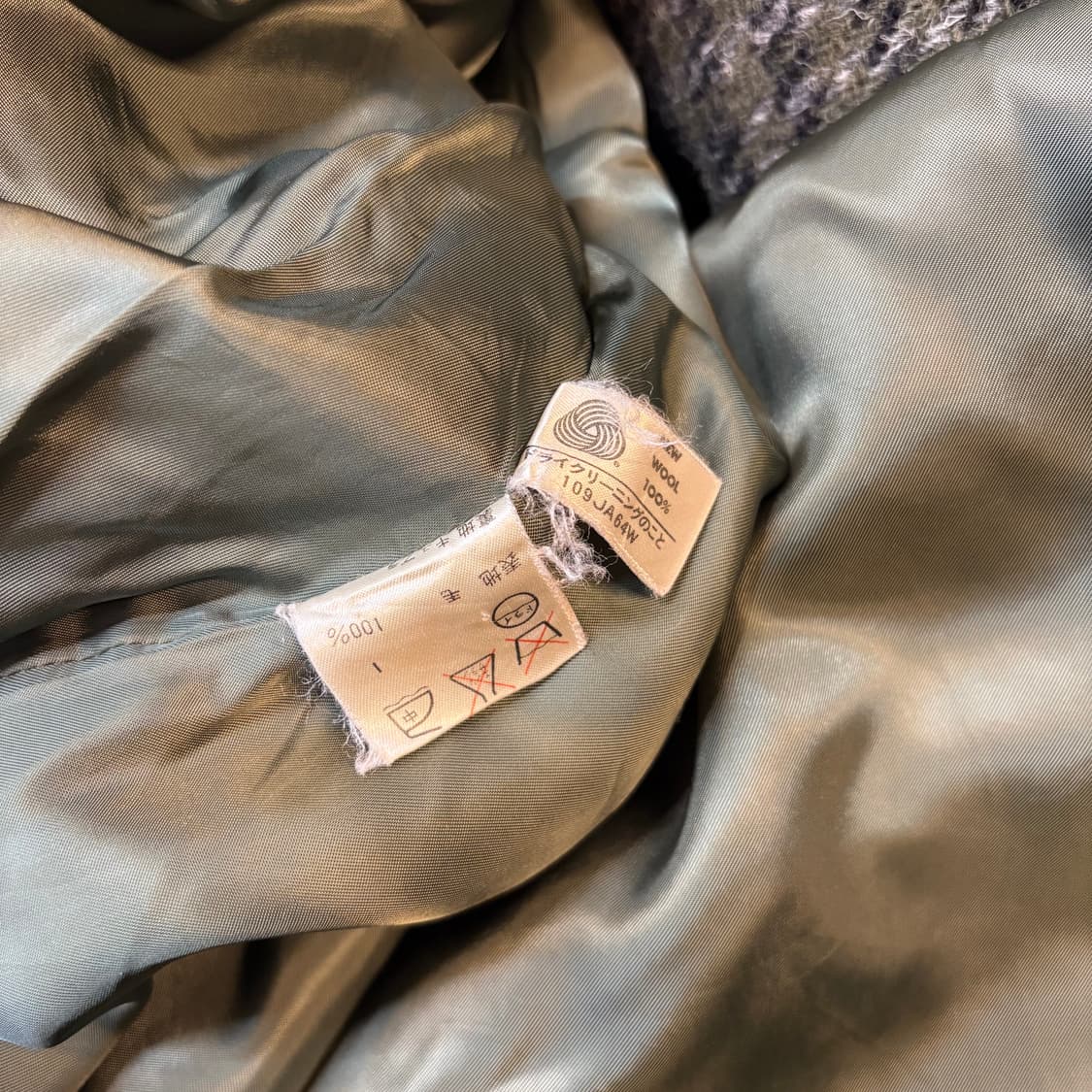 80s 캘빈클라인 울 트위드 체크 패턴 코트 상품이미지8