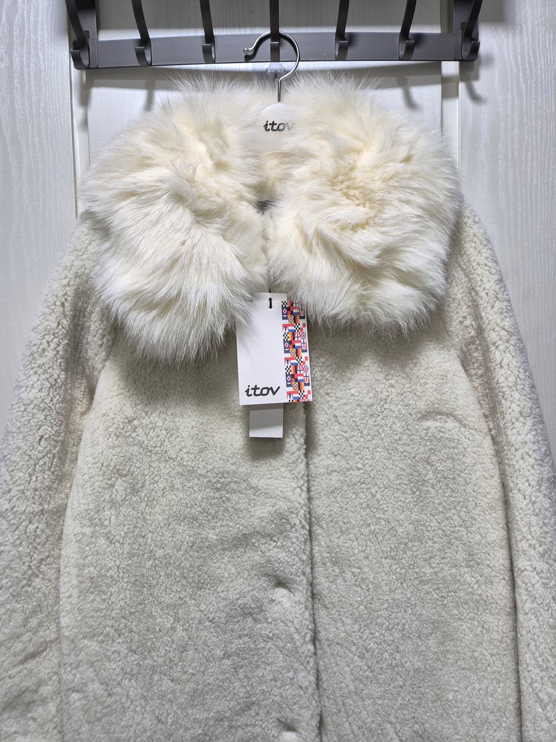 (새상품)itov 아이토브 퍼 카라 코트 아이보리 상품이미지2