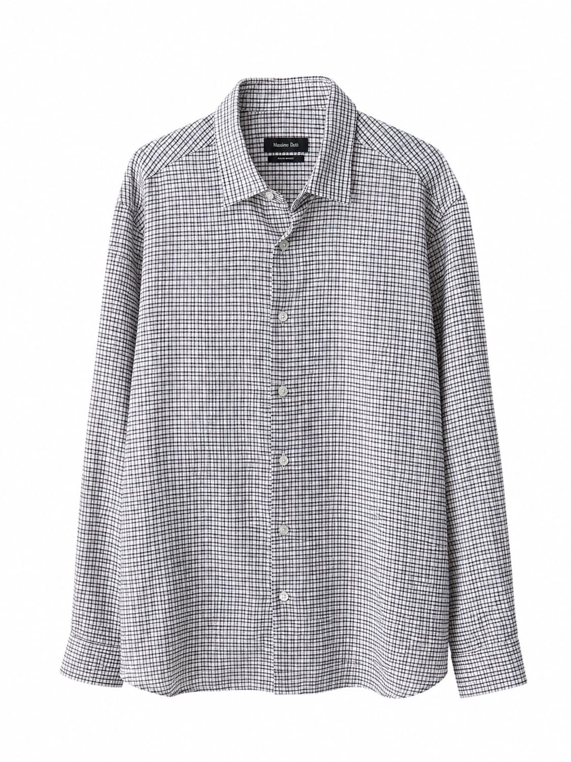 (1회착용) Massimo Dutti  린넨 체크 셔츠 XL 상품이미지4