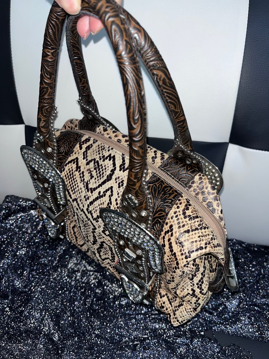 웨스턴 파이톤 핸드백 상품이미지7