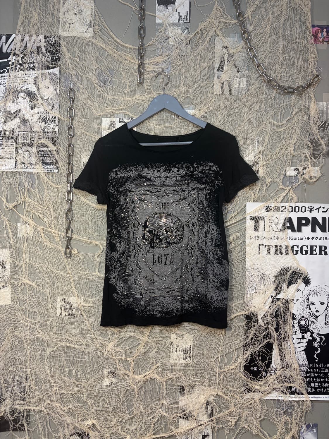 Gothic cubic skull lace T-shirt 상품이미지6