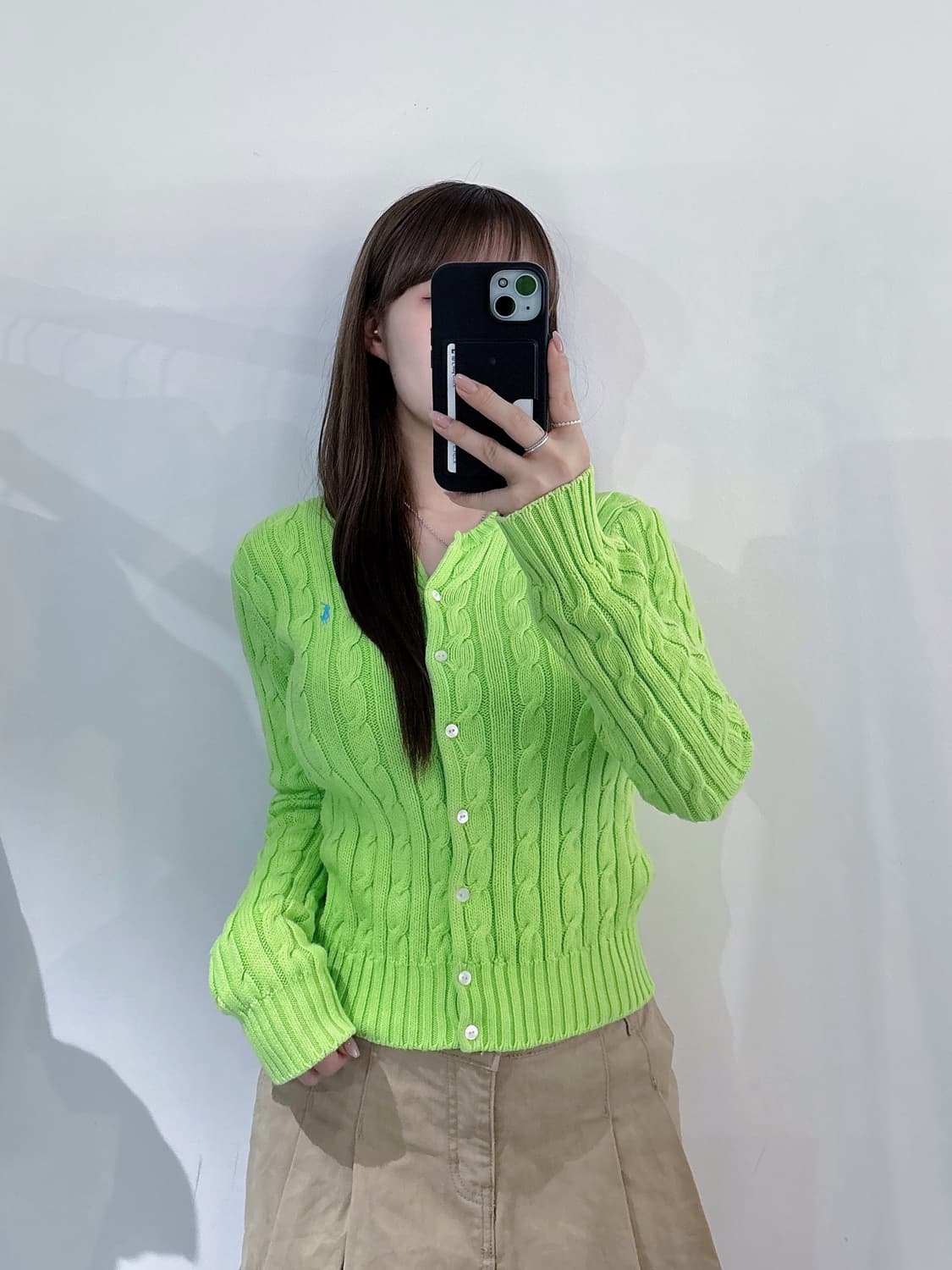 폴로랄프로렌 베이비블루포니 라임 케이블 가디건 상품이미지2