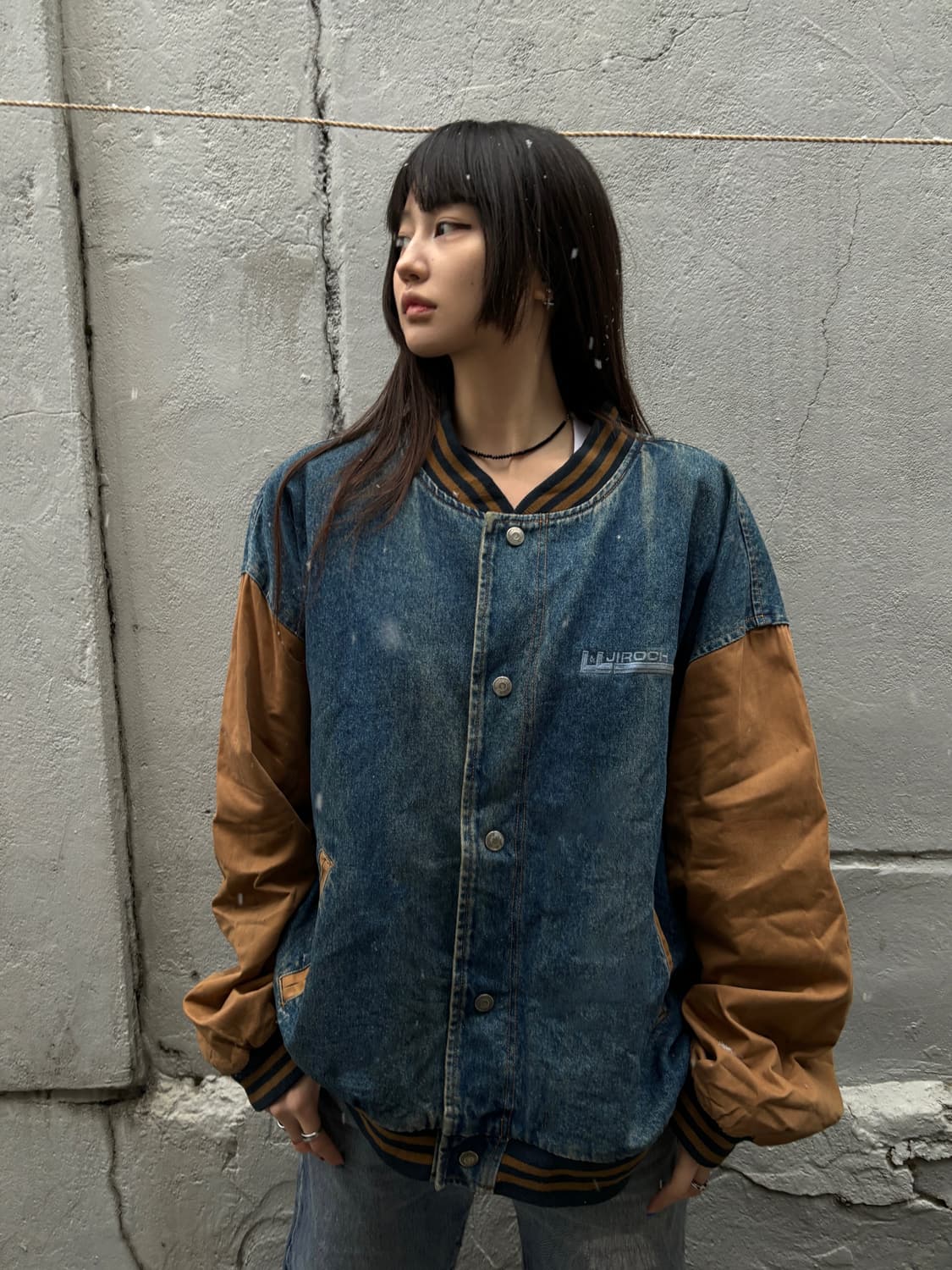 90s old vintage denim varsity jacket 상품이미지1