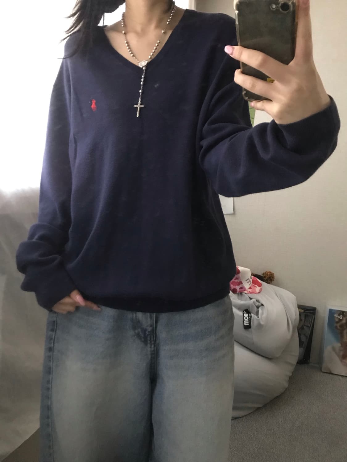 폴로 네이비 브이넥 니트 상품이미지7