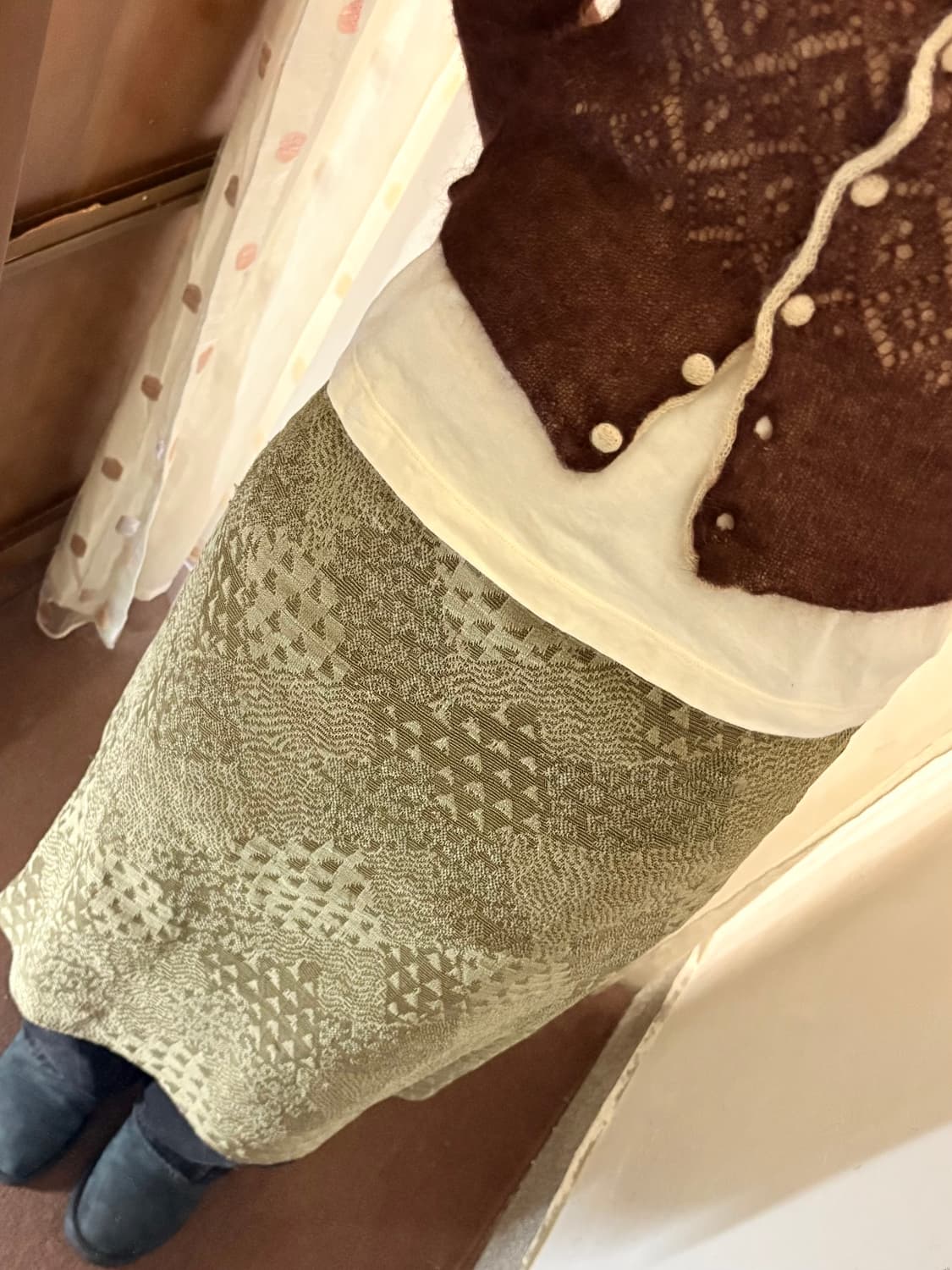 Japanese vintage patterned midi skirt 상품이미지2