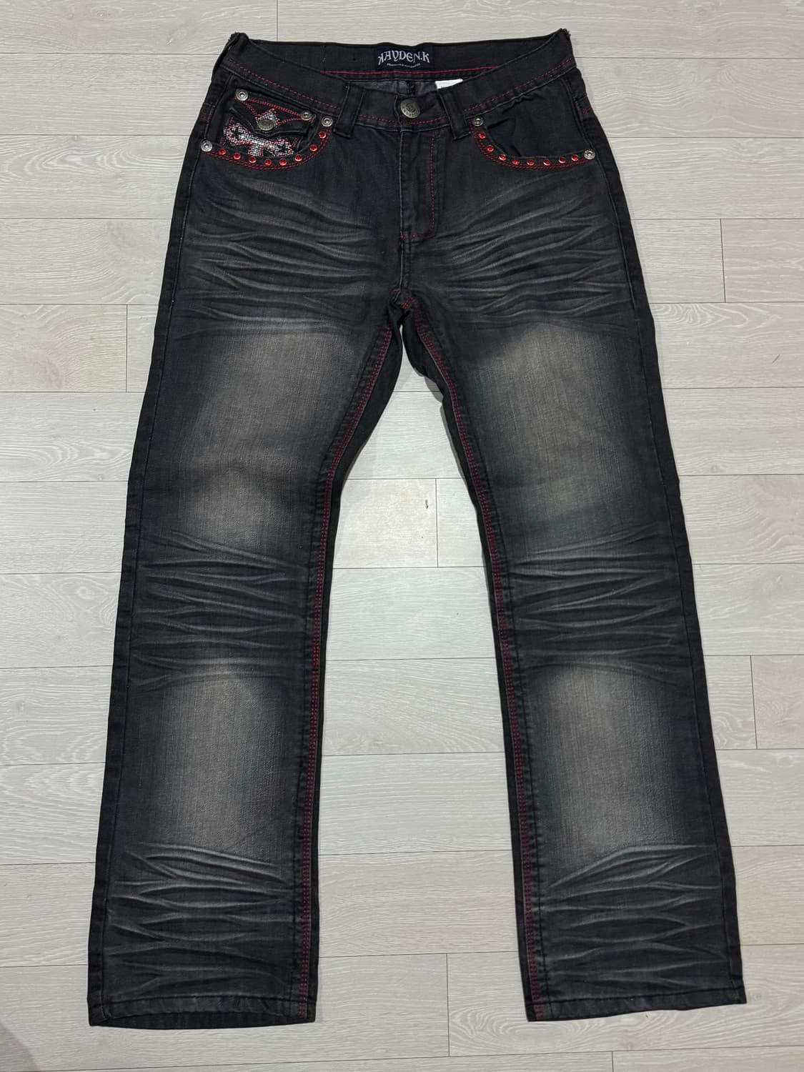 [30] KAYDEN.K 워싱 스크리트 블랙진 상품이미지2