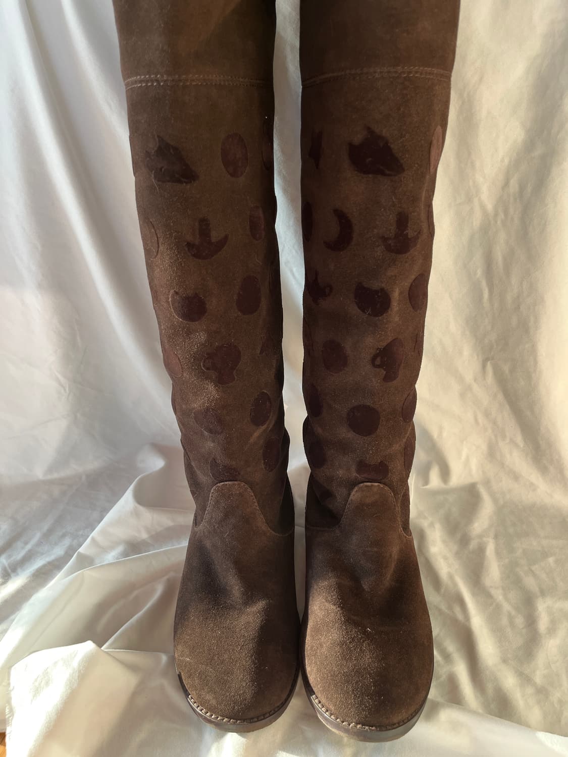 츠모리 치사토 별 도트 스웨이드 융털 롱부츠 퍼 부츠 상품이미지4