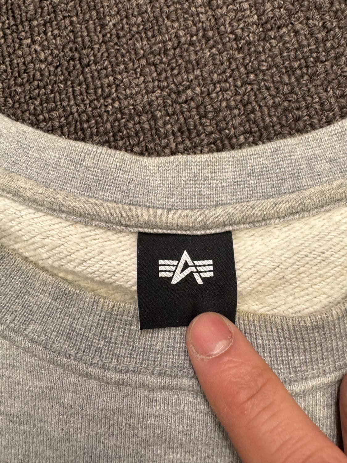 M)알파인더스트리 빈티지 로고 프린팅 그레이 스웻셔츠 상품이미지3
