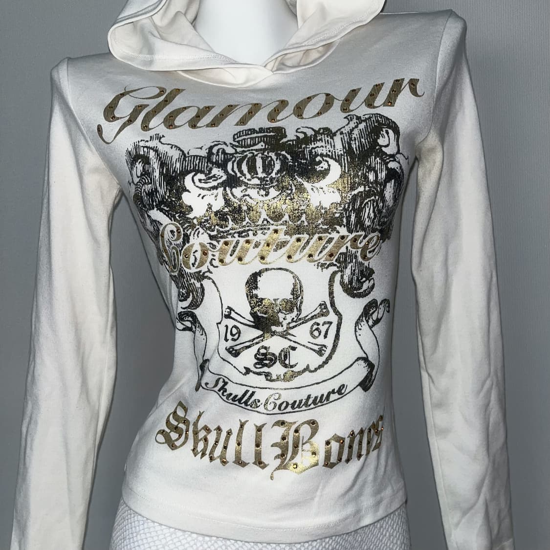 Skull & Bones  00‘s 갸루 y2k 페어리 그런지 스컬 후드 상품이미지1