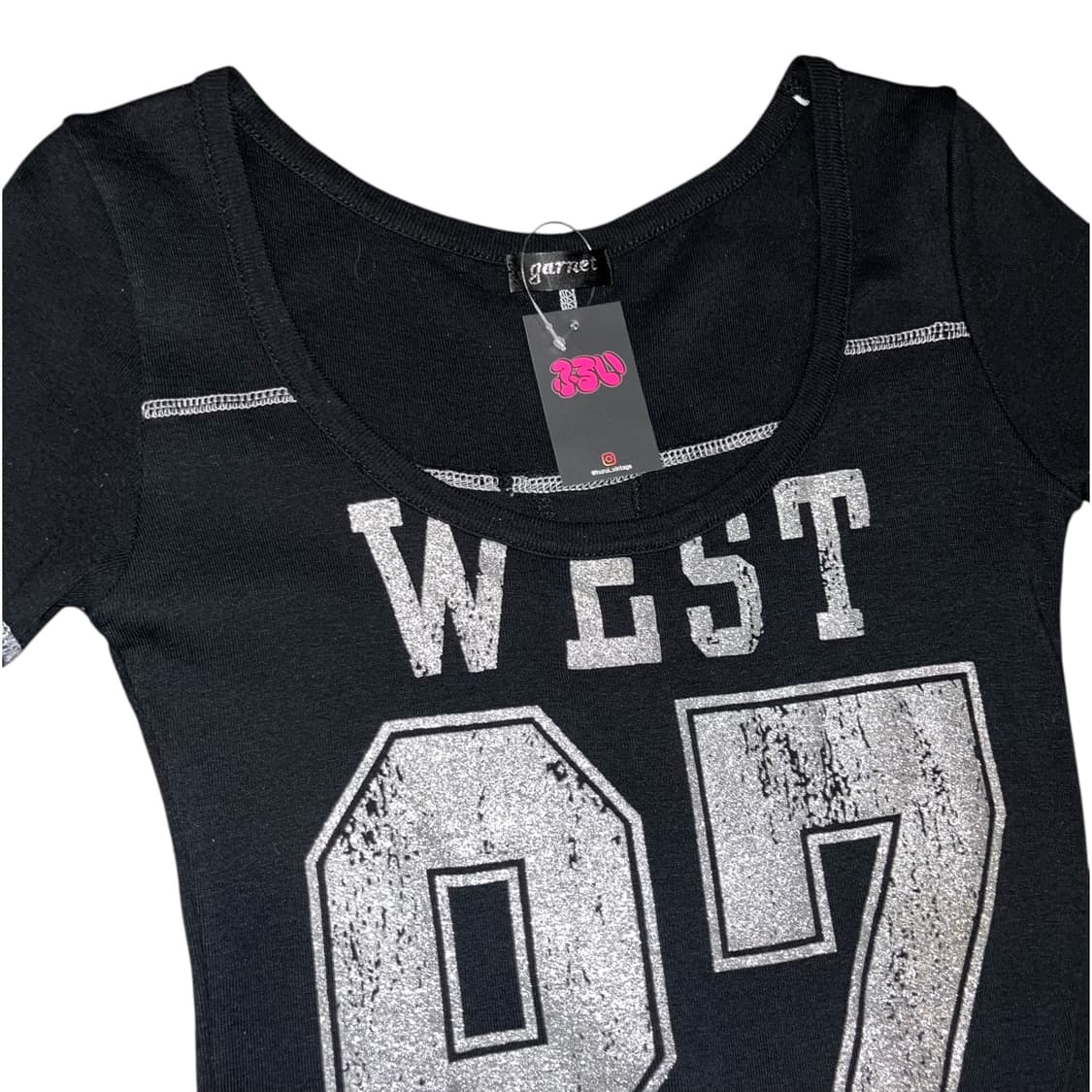 garnet 가넷 뒷면 단추 프린팅 스티치 반팔티 y2k펑크갸루 상품이미지3