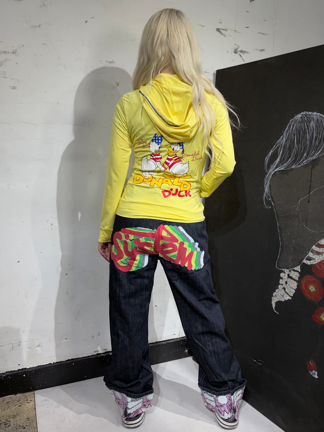 JPN 일본 빈티지 Disney 딱붙핏 와투케 도널드덕 후드집업 져지 상품이미지3