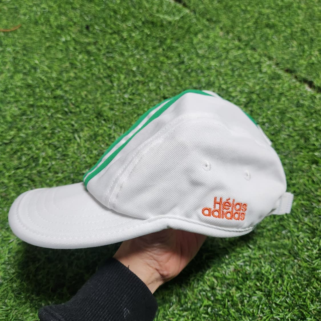 아디다스 헬라스 4패널 화이트×그린 스트라이프 캡 상품이미지4