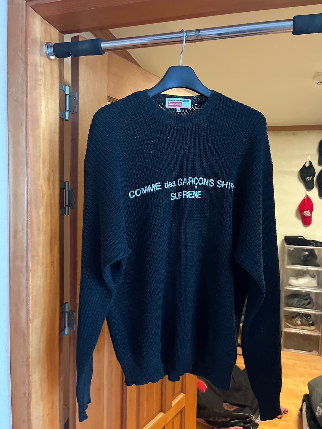 (L) 슈프림 꼼데가르송 니트 블랙 상품이미지1