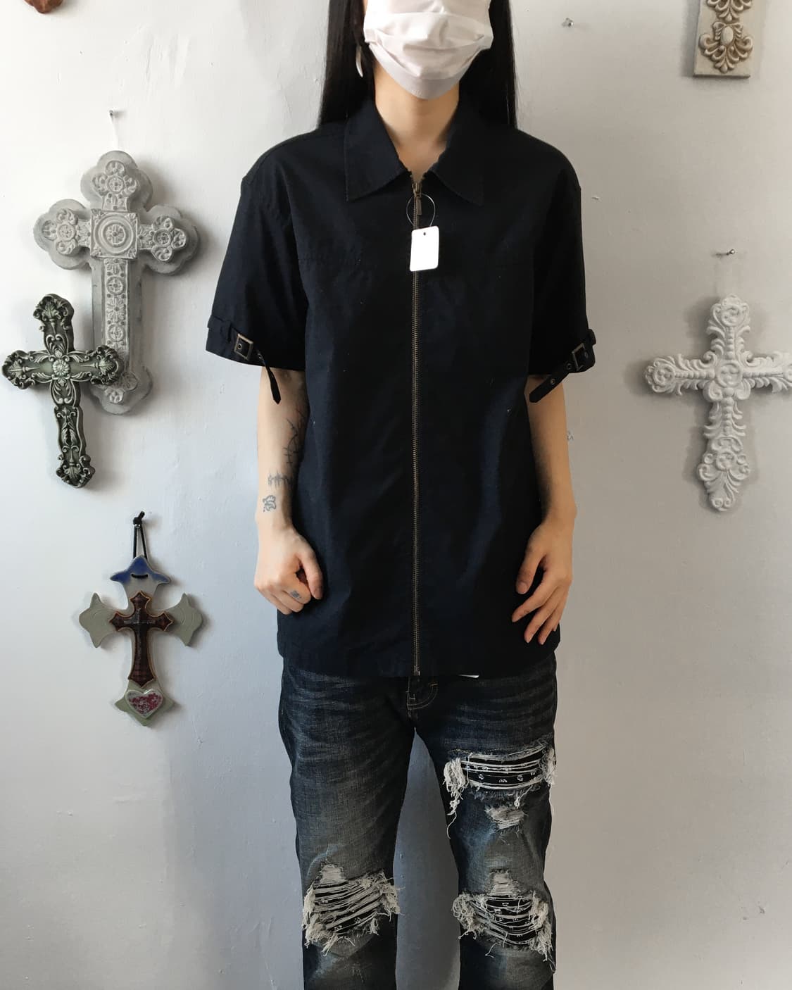 Belted point shirt zip up 상품이미지1