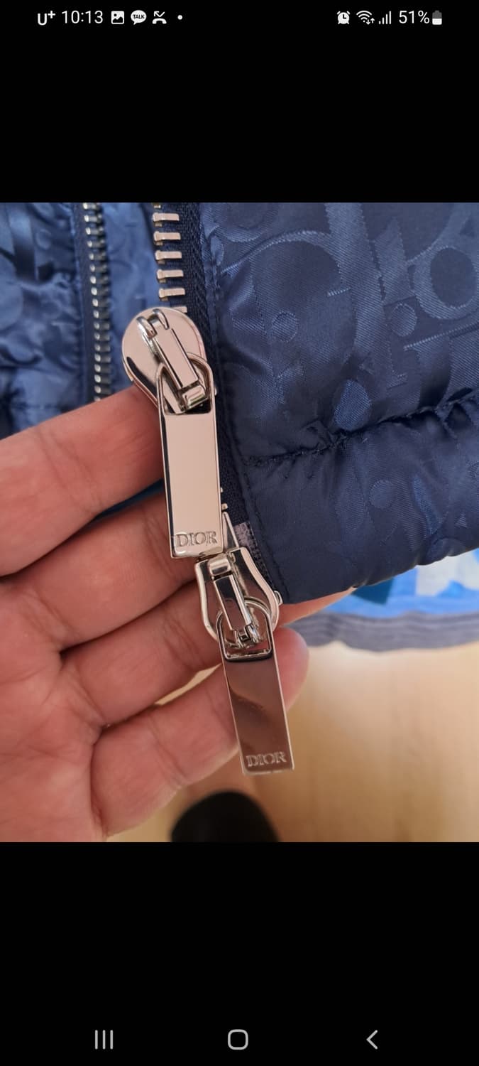 디올 패딩 오블리크 52 사이즈 네이비 거의 새것 급처 상품이미지10