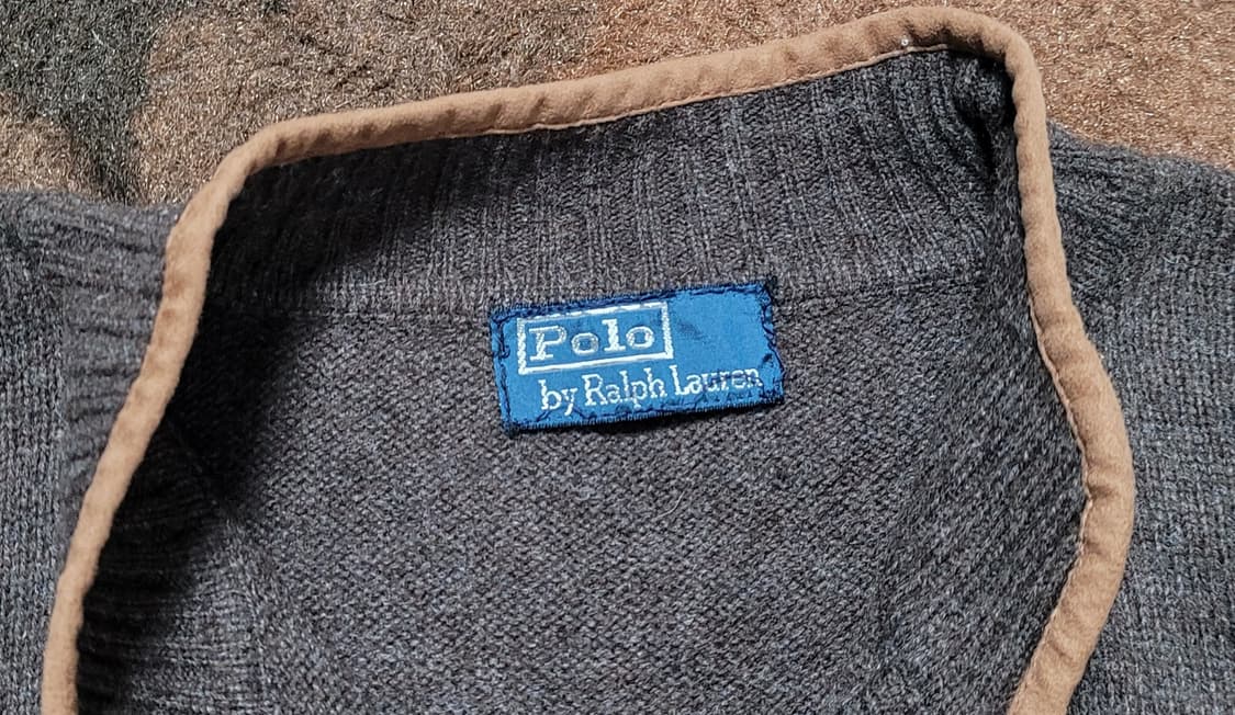 폴로 랄프로렌 브라운 모직&스웨이드 넥라인 스웨터(M~L사이) 상품이미지4