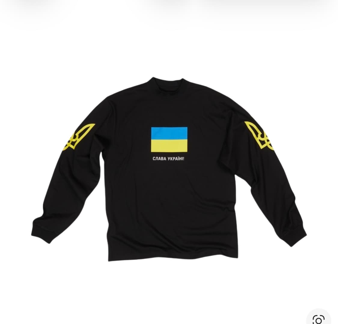 발렌시아가 서포트 우크라이나 롱슬리브 티셔츠 블랙 상품이미지1