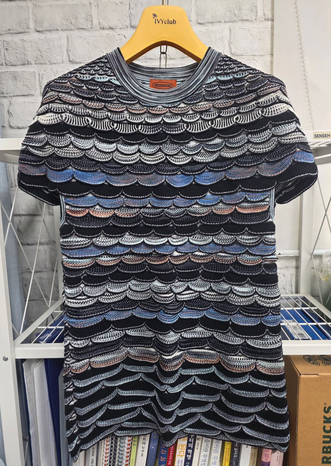 미쏘니 여성 니트반팔티 55~슬림66 스캘럽 니트 WM42 상품이미지1