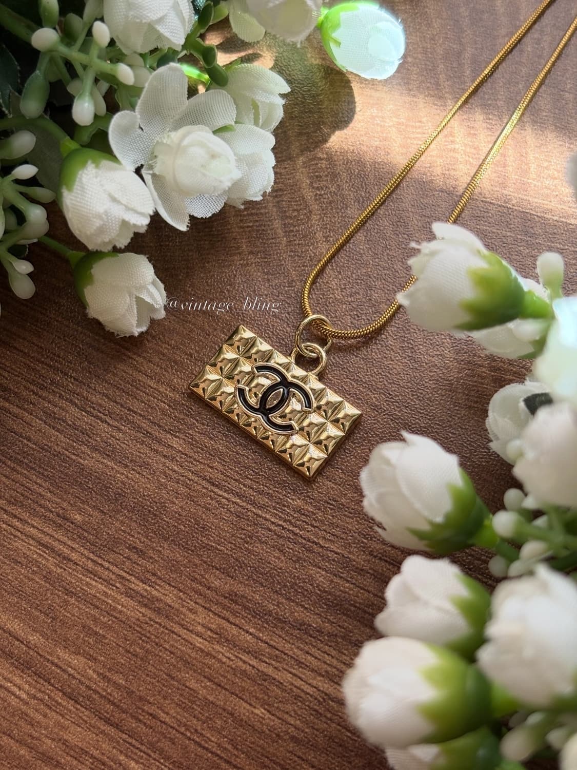  샤넬 cc스퀘어 스네이크 퀼팅 골드 목걸이  상품이미지1