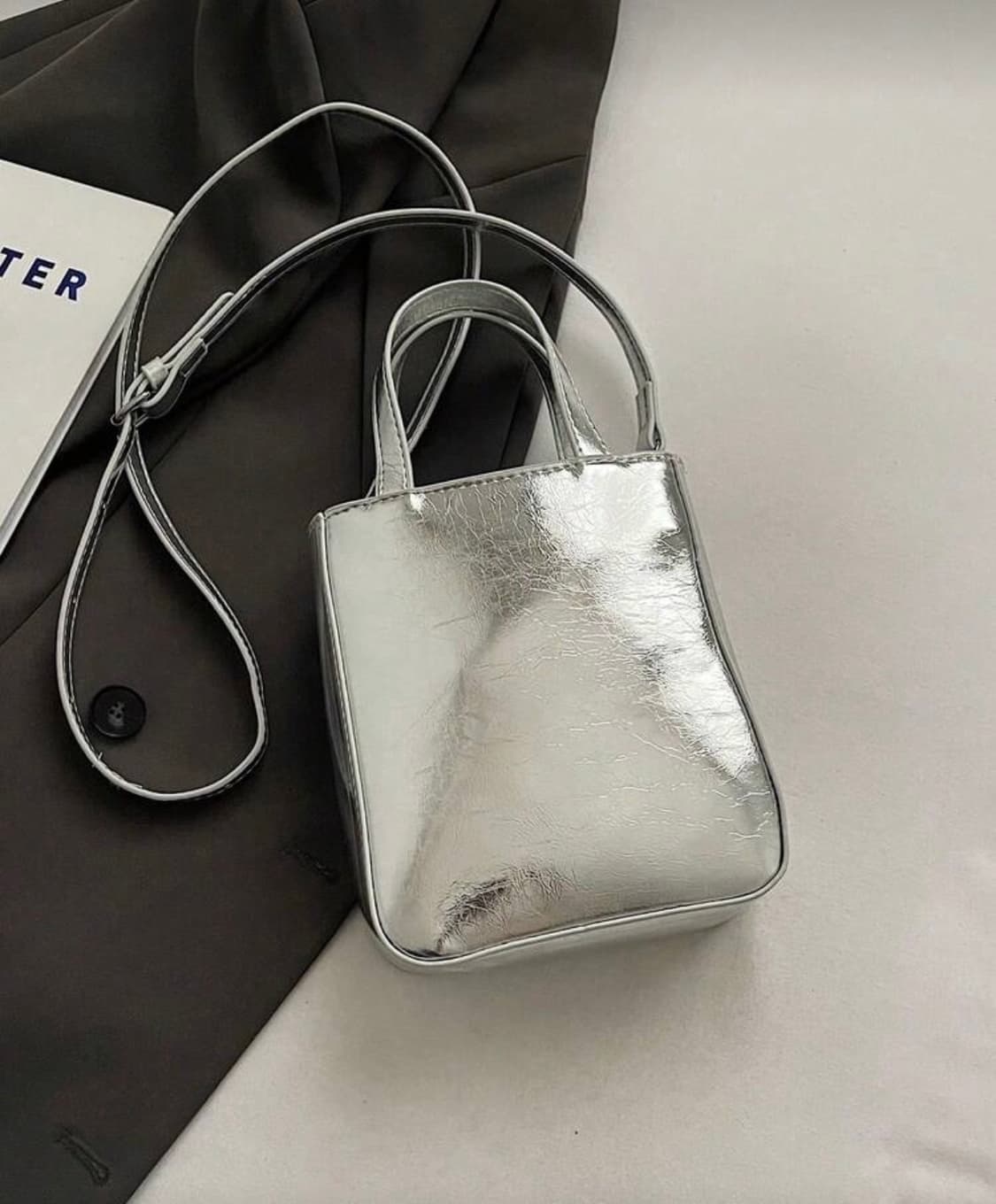 실버 미니 토트백 크로스백 상품이미지6