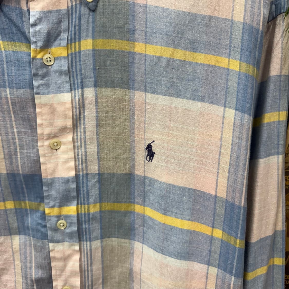 폴로 랄프로렌 멀티컬러 스트라이프 긴팔 셔츠 퍼플 포니 로고 포인트 상품이미지5