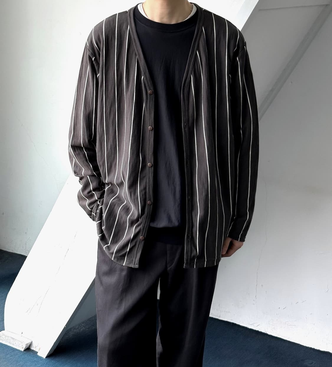 Cotton loose stripe cardigan 상품이미지8