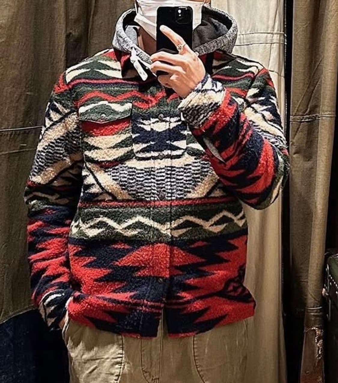 RRL 자카드 울 플리스 겨울 오버셔츠 M 상품이미지3