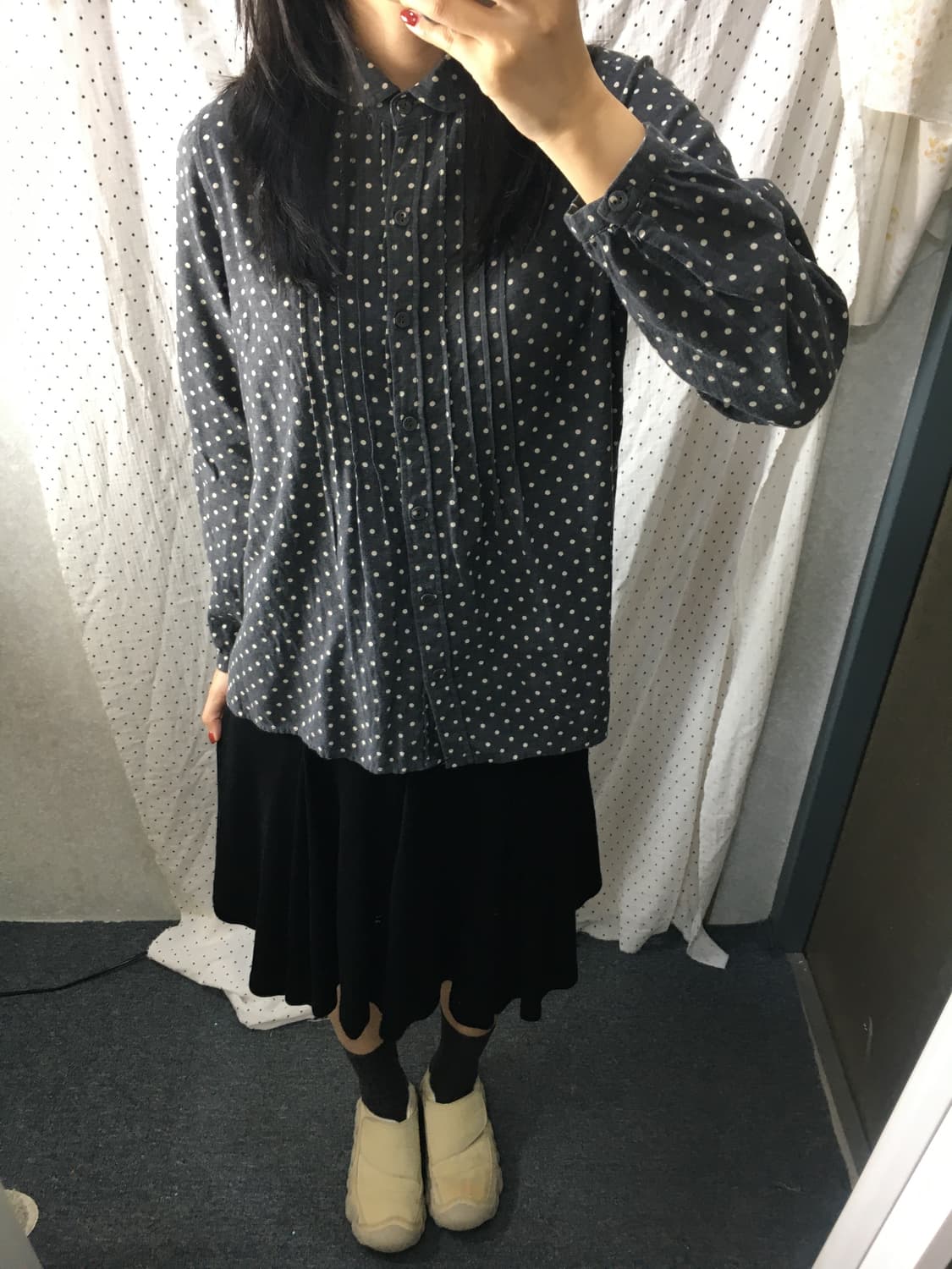 다크 그레이 도트 셔츠 상품이미지4