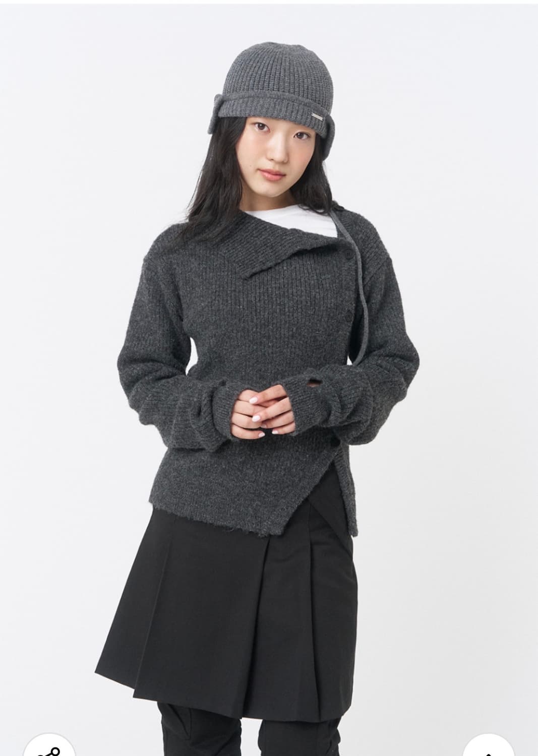 미세키서울 side button knit charoal 상품이미지3
