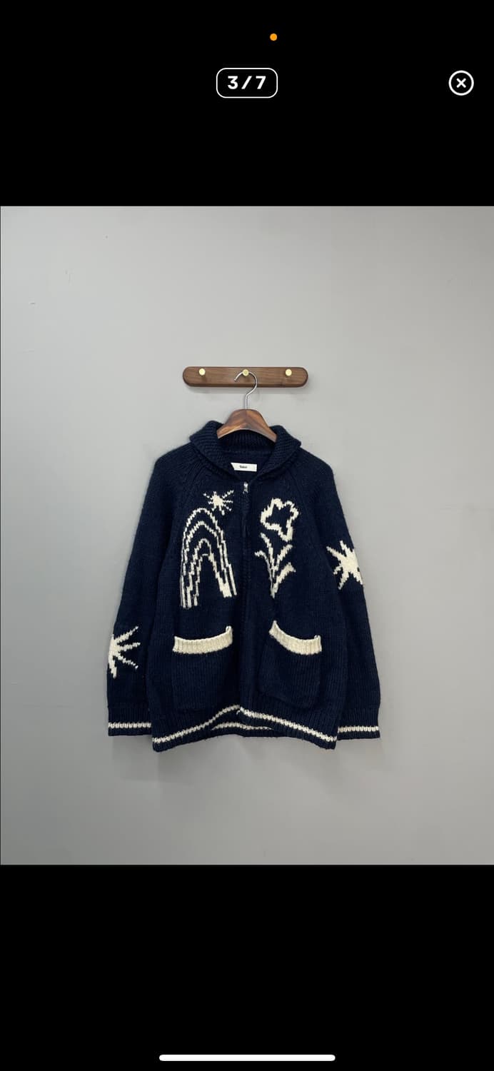 팔렛 드로잉 가든 카우치 네이비 니트집업 A2768 상품이미지3