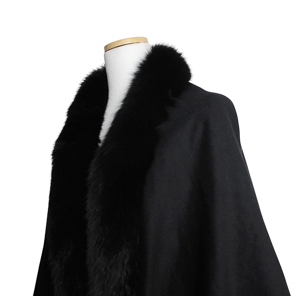 폭스 퍼 트림 캐시미어 케이프 프리사이즈 상품이미지5