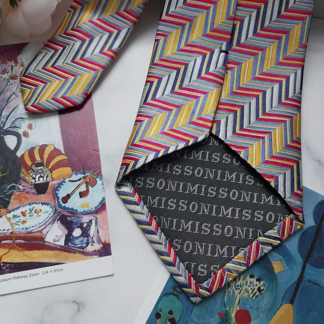 미쏘니 실크 옐로우&핑크 헤링본 넥타이 9.5cm A+등급 K1274
 상품이미지7