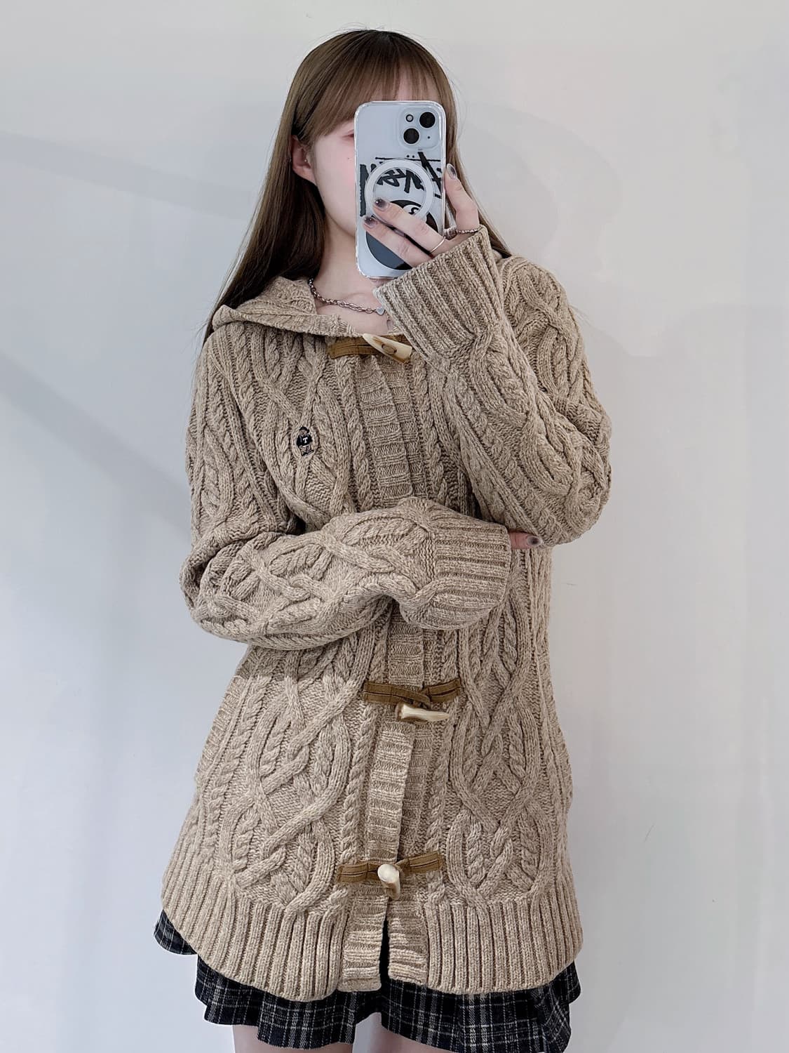 티니위니 베이지 스몰로그 더플 니트 코트 상품이미지2