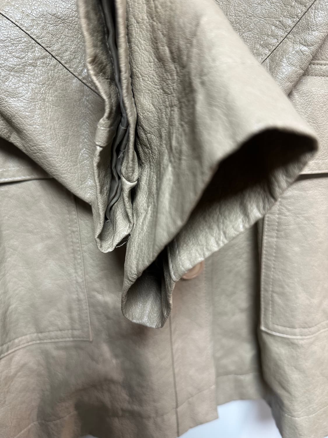 plate 레더 하프 베이지 벨트 자켓 상품이미지2