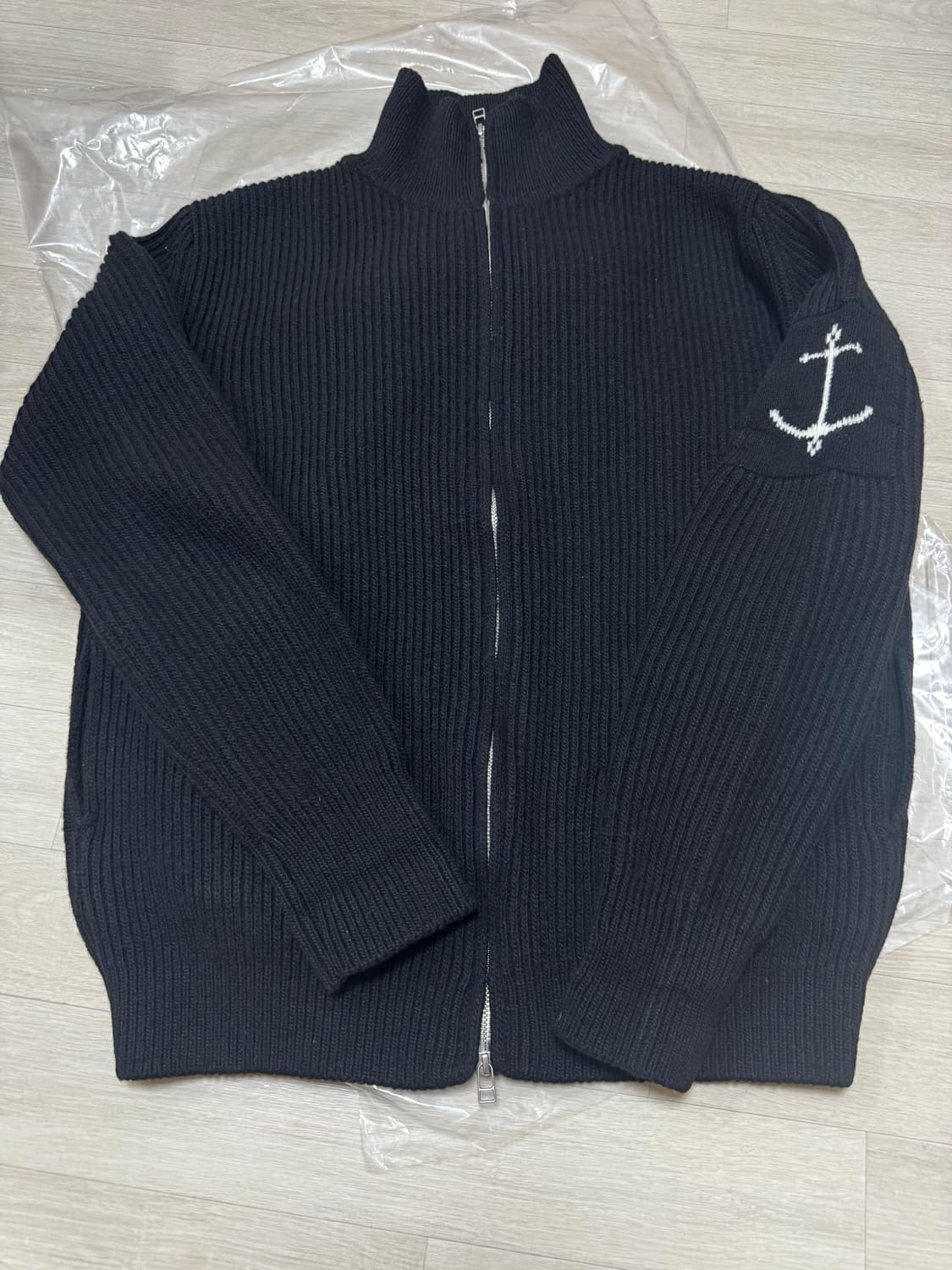 [XL] 건지울른스 셔틀랜드 울 집업 가디건 - 블랙 상품이미지2